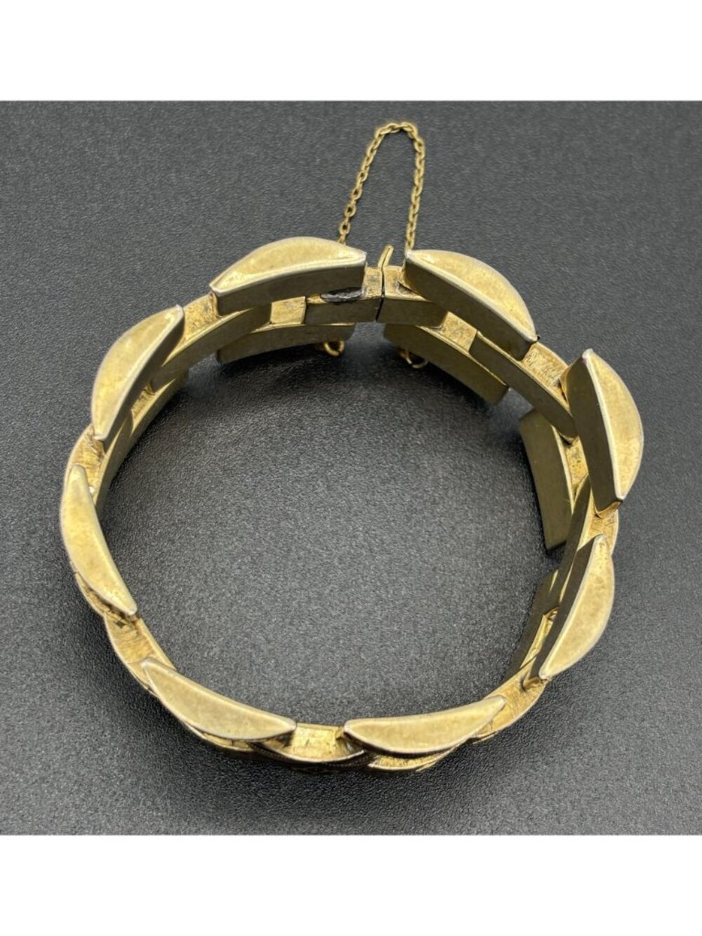 Vintage Damascene Bracelet With Initials Three Rows of Articulated Links, Signed - Picture 14 of 16